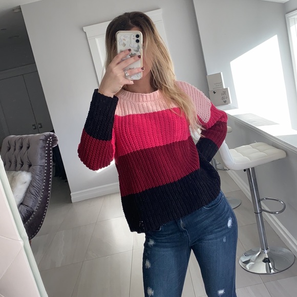 SALE - Francesca Pink Striped Sweater - Picture 6 of 8